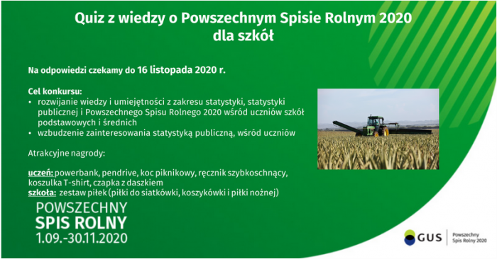 Miniturka artykułu: Quiz z wiedzy o Powszechnym Spisie Rolnym 2020 dla uczniów szkół podstawowych i średnich przygotowany przez Urząd Statystyczny w Lublinie